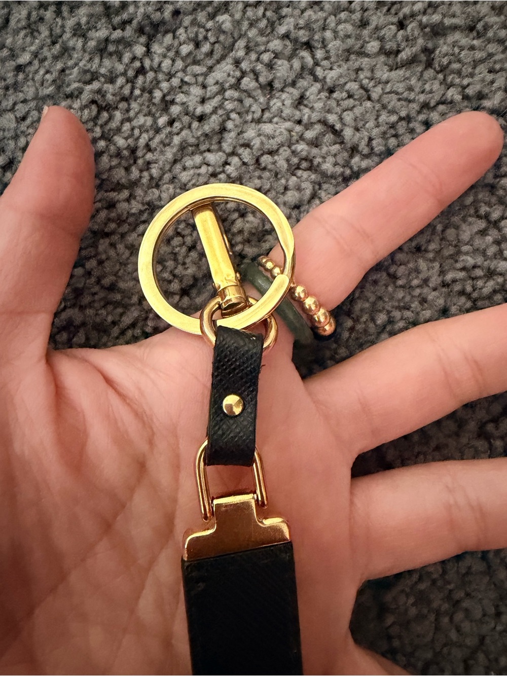 Prada Black Leather Key Fob with Gold Hardware and Logo - Picture 2 of 3